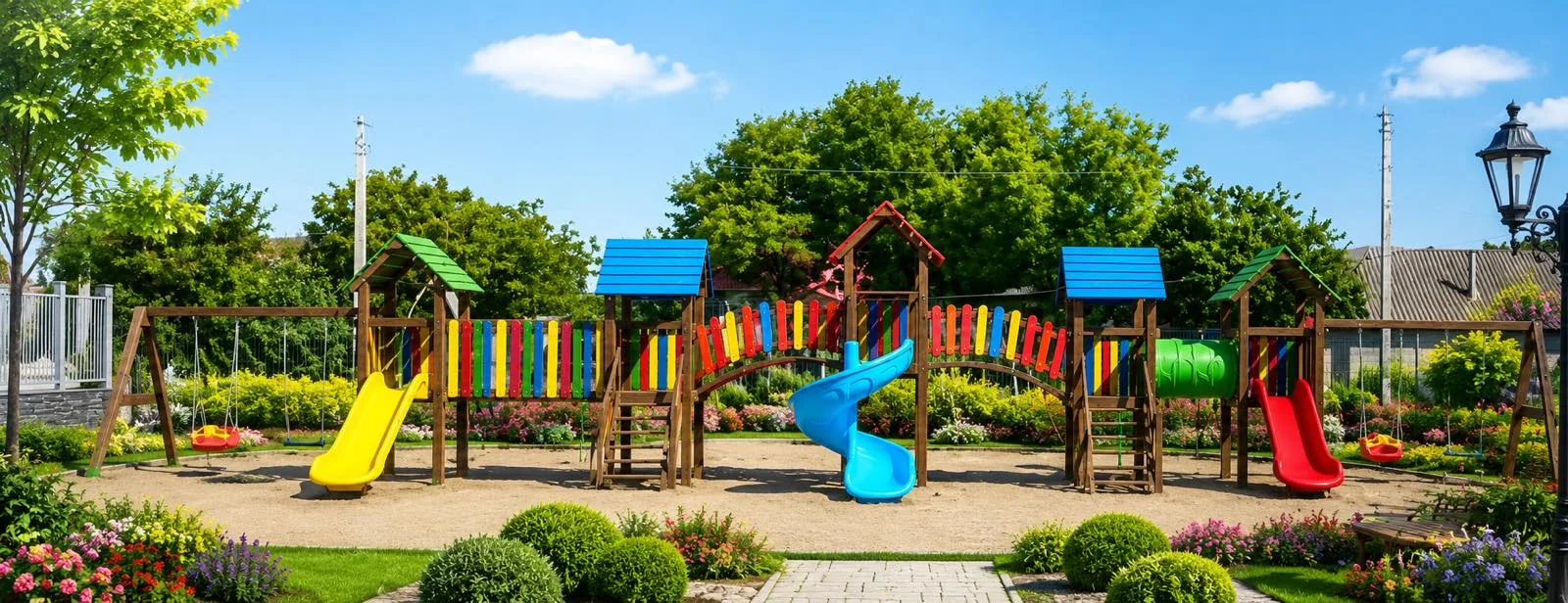 Teren de joacă cu 5 Turnuri ECO